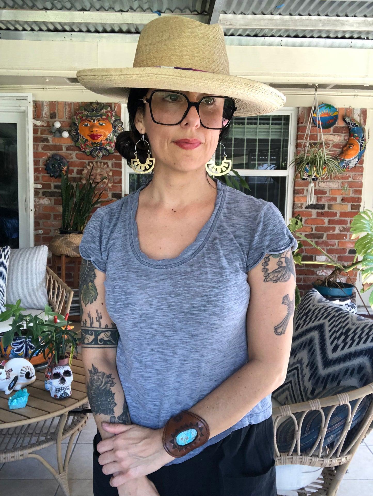 Oaxacan raw metal slice earrings