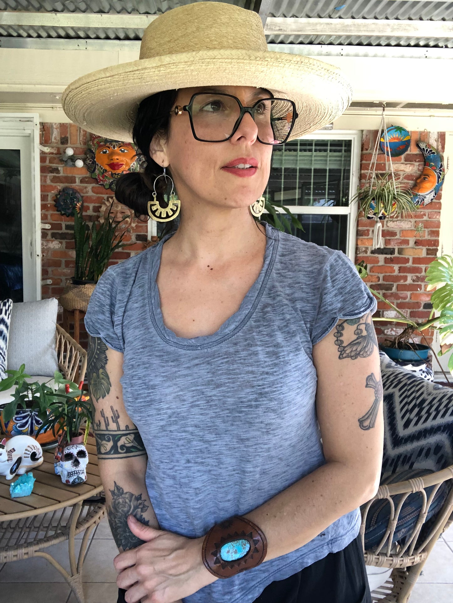 Oaxacan raw metal slice earrings