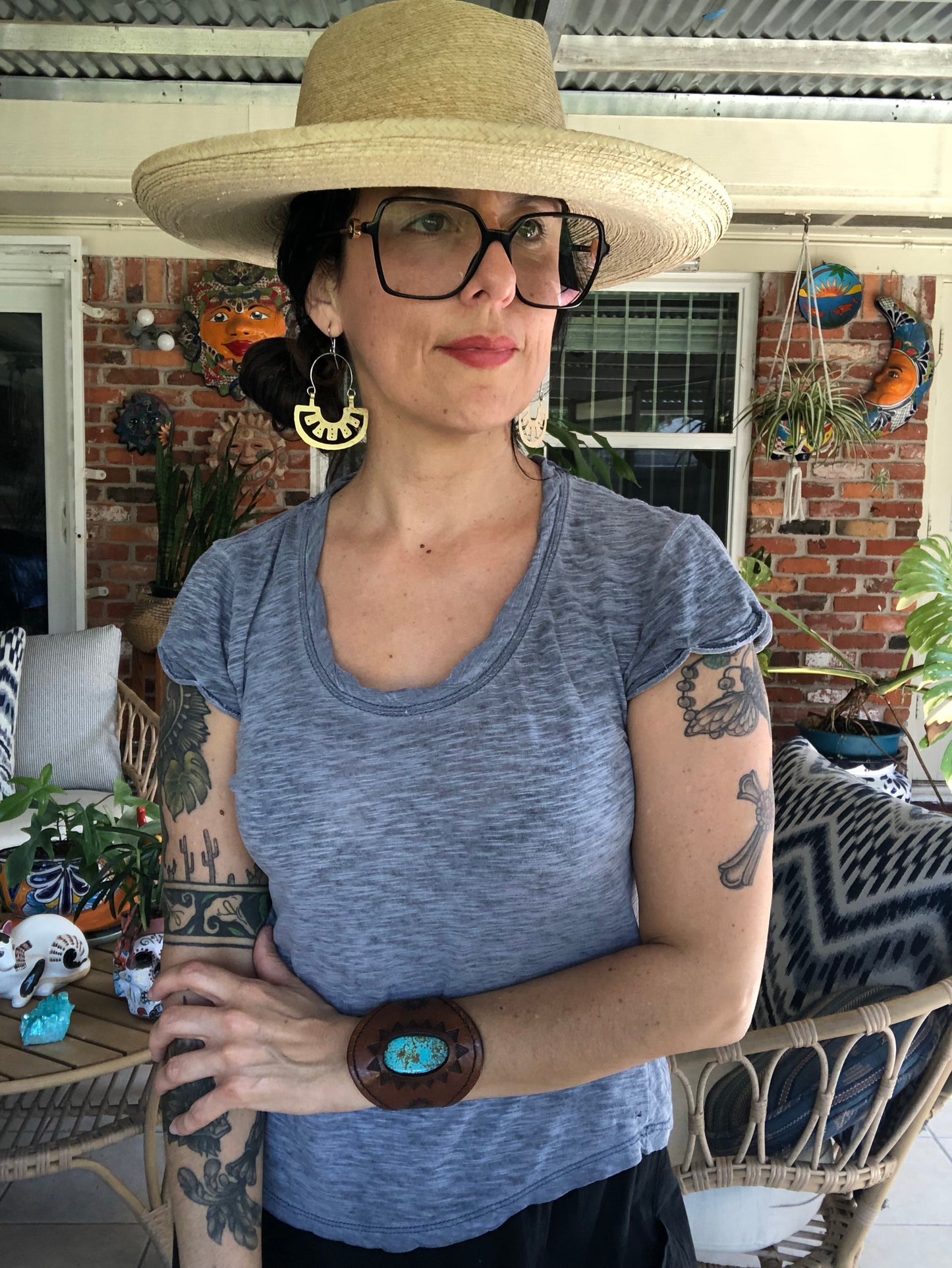 Oaxacan raw metal slice earrings