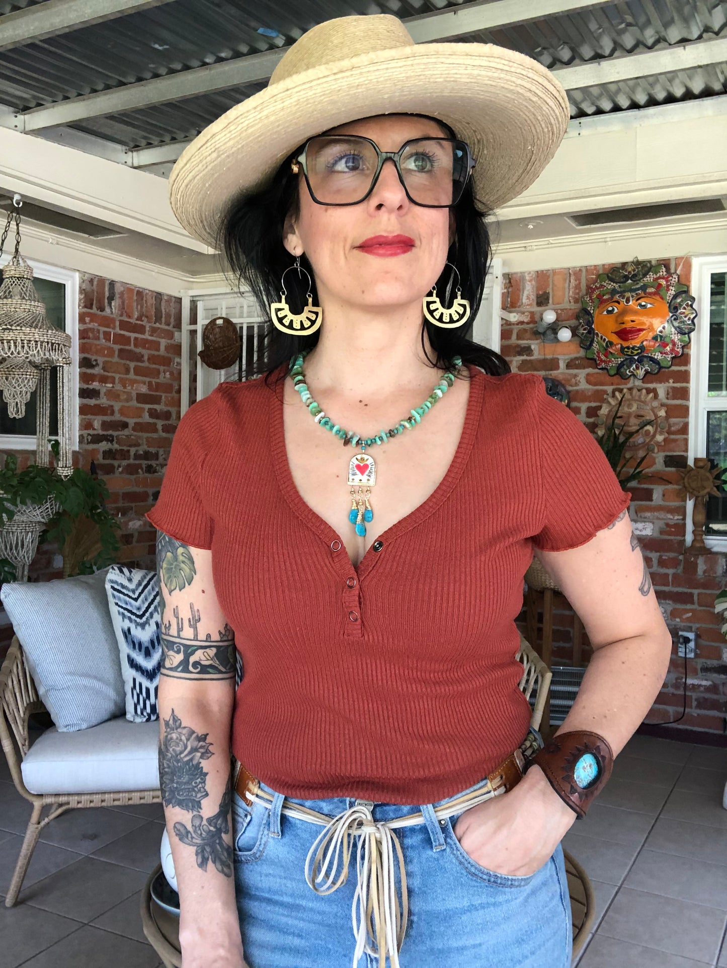 Ceramic Milagro and Chrysoprase necklace