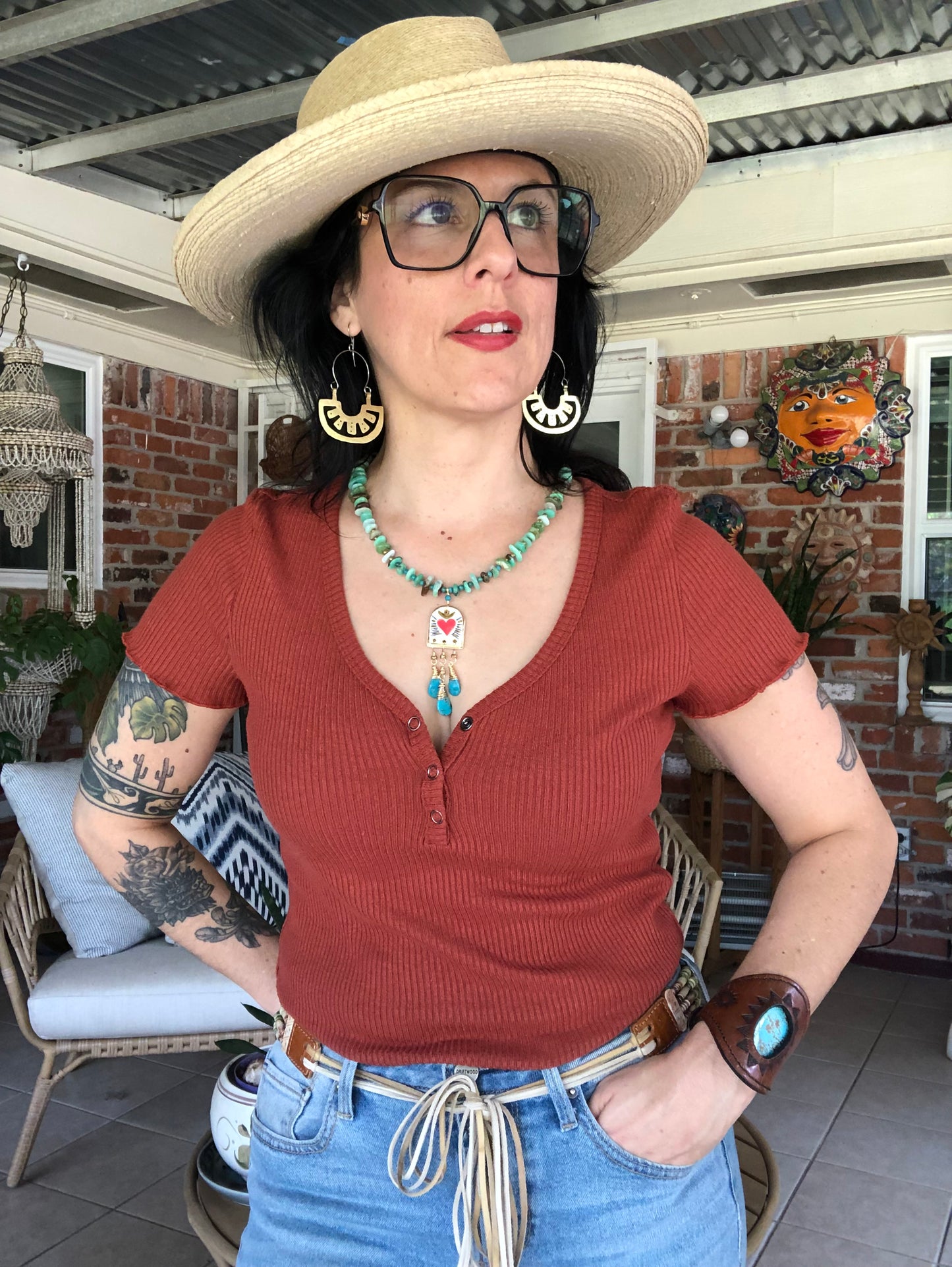 Ceramic Milagro and Chrysoprase necklace