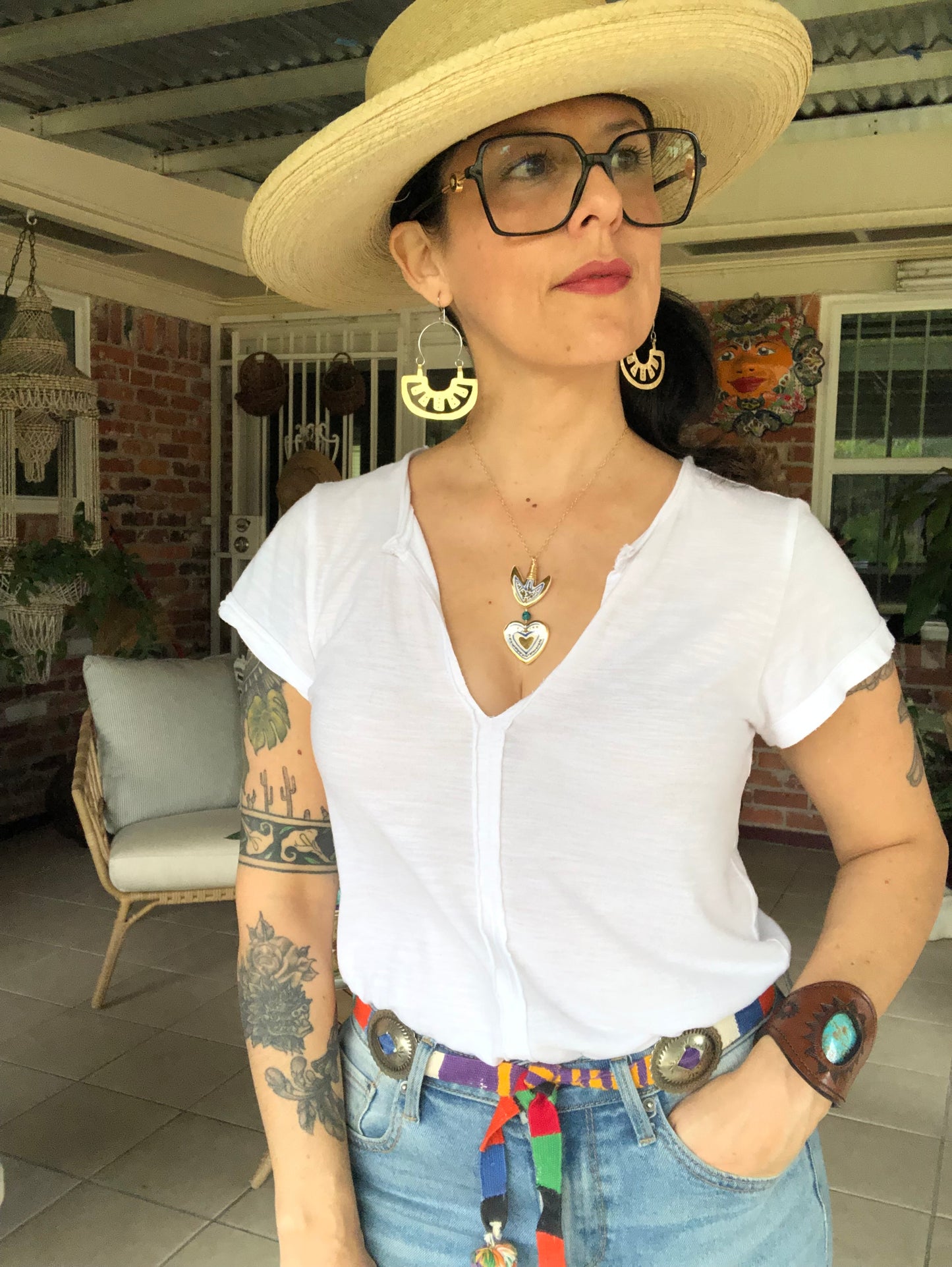 Ceramic Milagro and genuine turquoise Charm Necklace