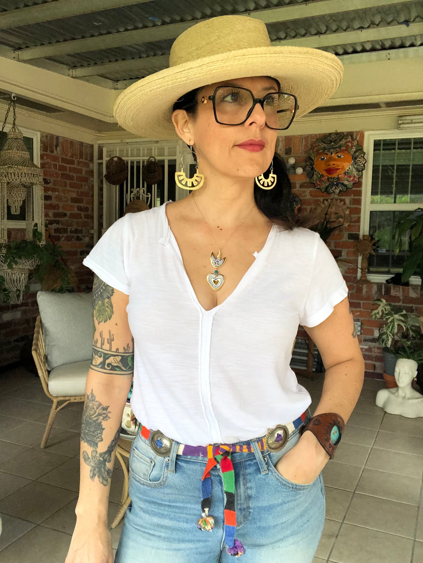 Ceramic Milagro and genuine turquoise Charm Necklace