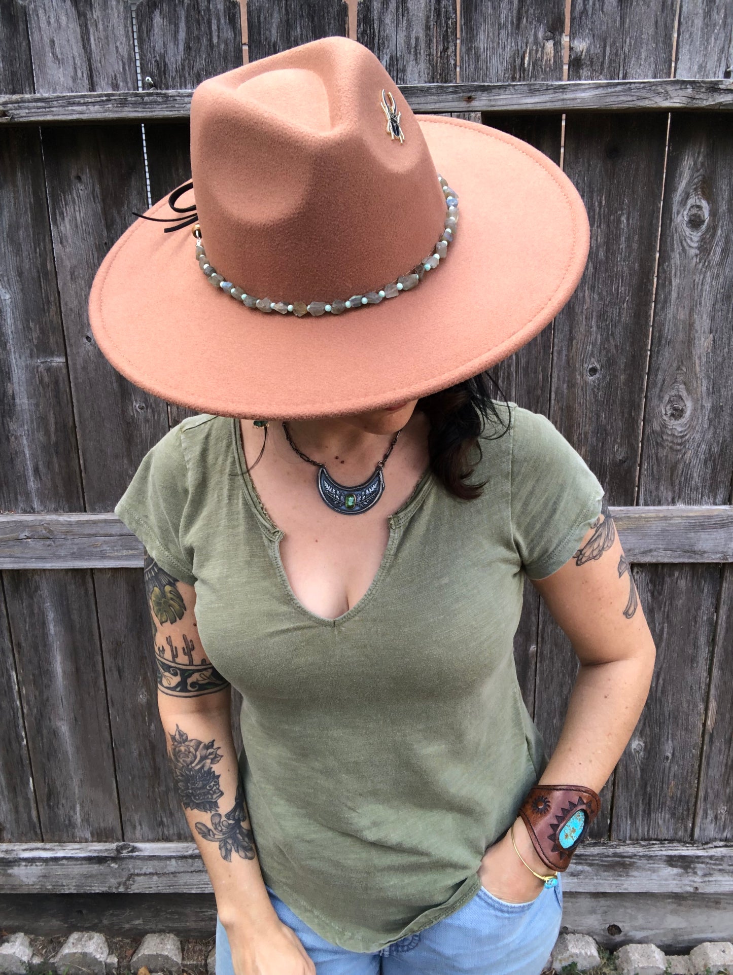 Crystal Hatband, Raw Labradorite and Amazonite Hat Band
