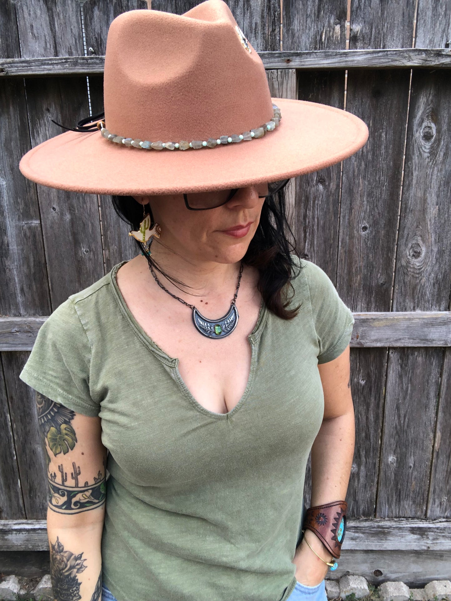 Crystal Hatband, Raw Labradorite and Amazonite Hat Band