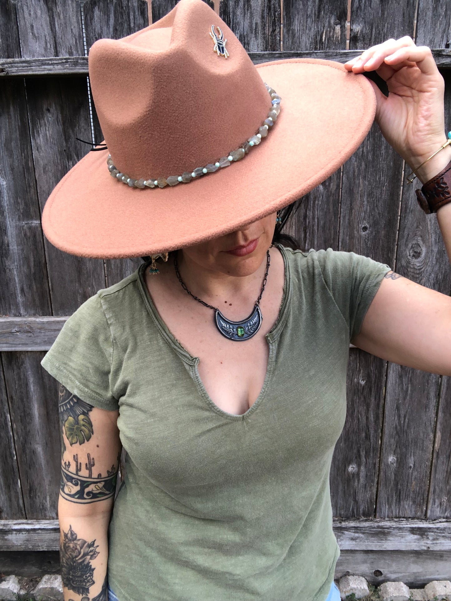 Crystal Hatband, Raw Labradorite and Amazonite Hat Band