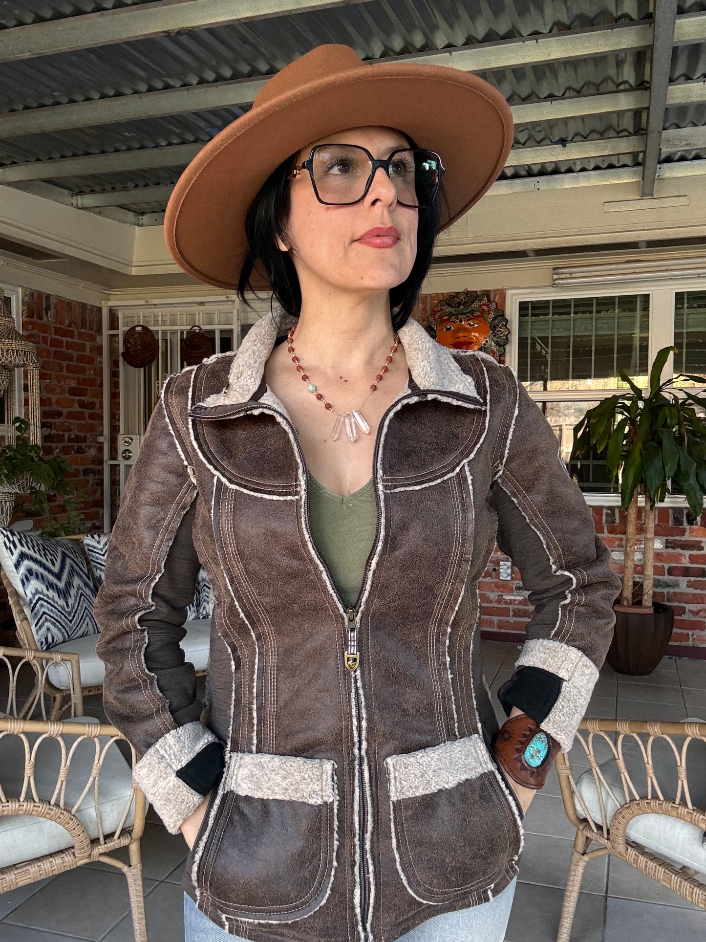 3 Quartz point and matte red jasper necklace