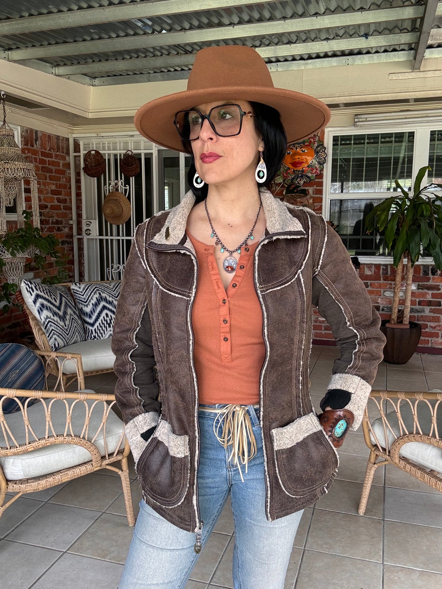 Ceramic Tribal drop and turquoise nugget earrings