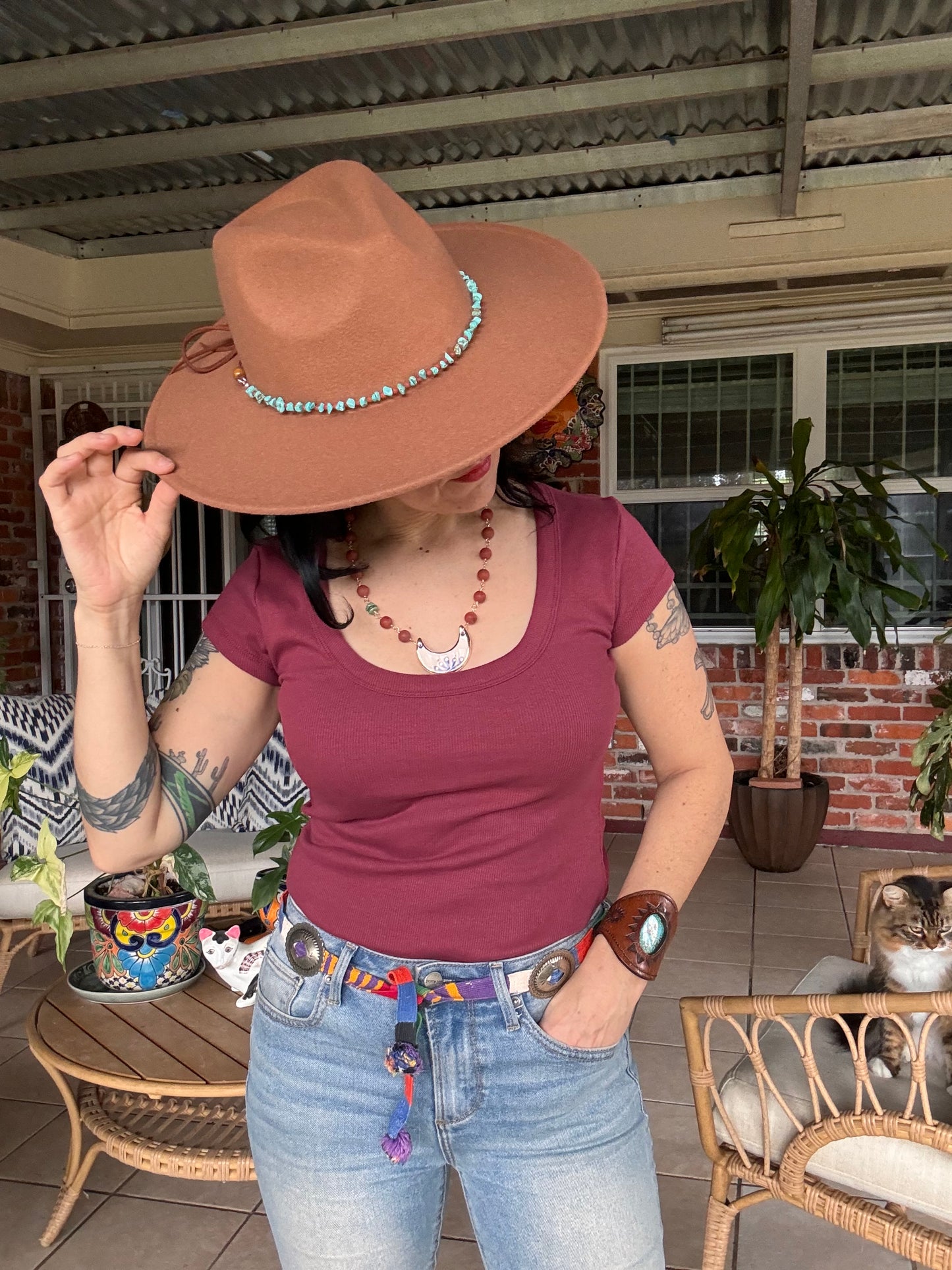 Turquoise bead Hat band