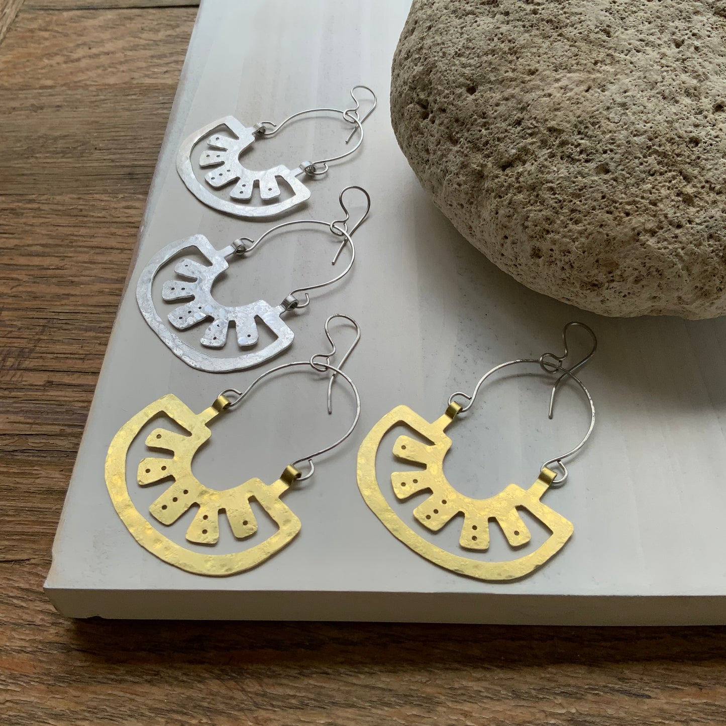 Oaxacan raw metal slice earrings