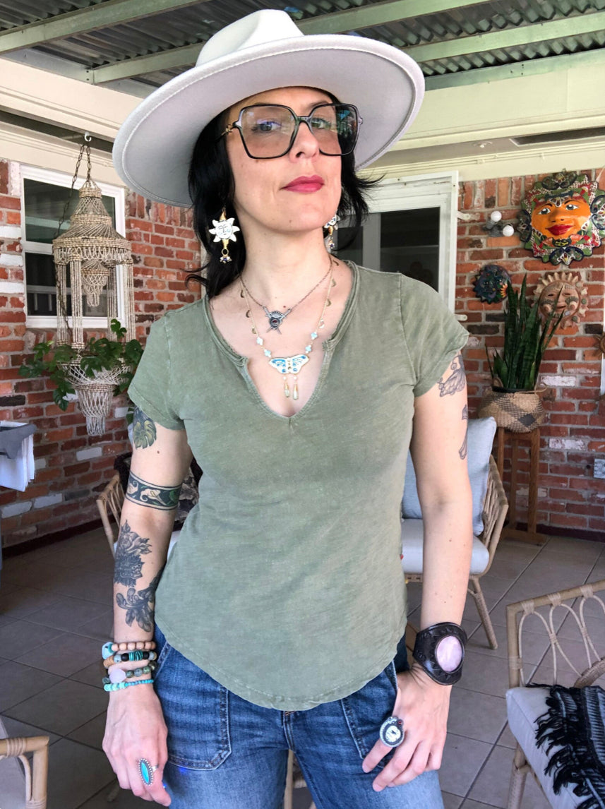 Folk art sun and freshwater pearl cluster earrings