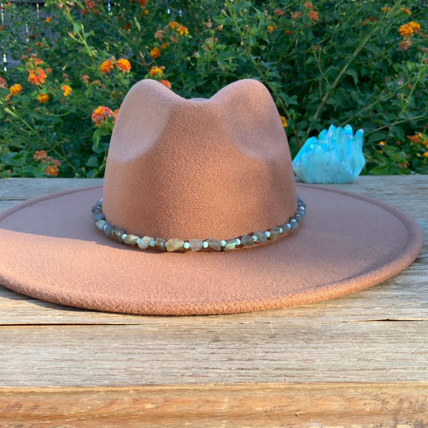 Crystal Hatband, Raw Labradorite and Amazonite Hat Band