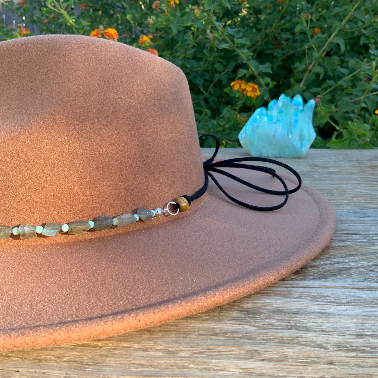 Crystal Hatband, Raw Labradorite and Amazonite Hat Band