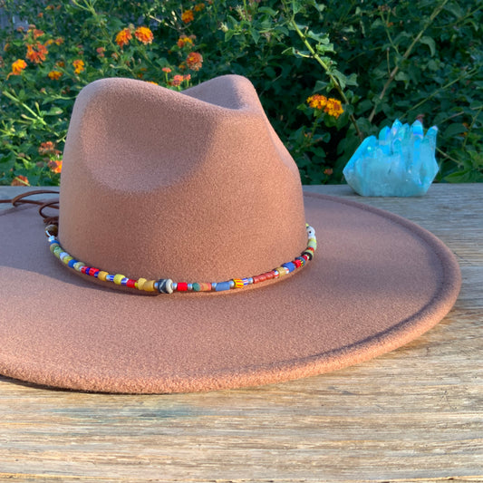 Rainbow African glass bead Hat band, colorful bead Hat Band