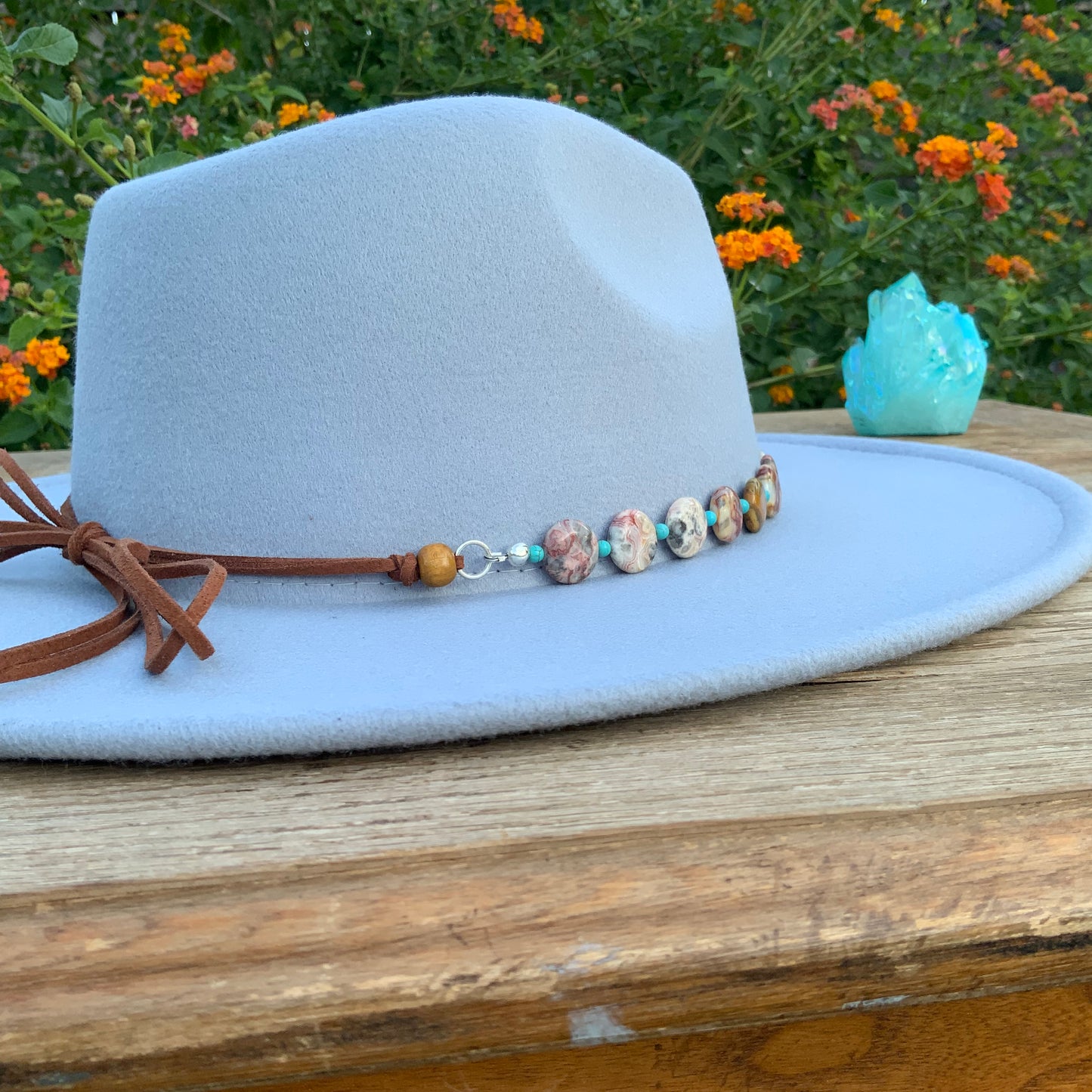 Crazy Lace Agate Hatband, Gemstone Hat Band
