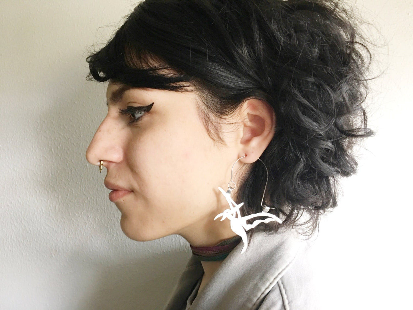 Handmade Pterodactyl Earrings: Stainless Steel Dinosaur Jewelry