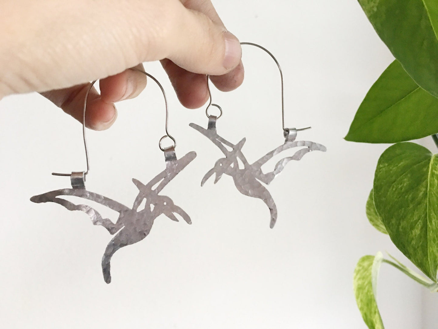 Handmade Pterodactyl Earrings: Stainless Steel Dinosaur Jewelry