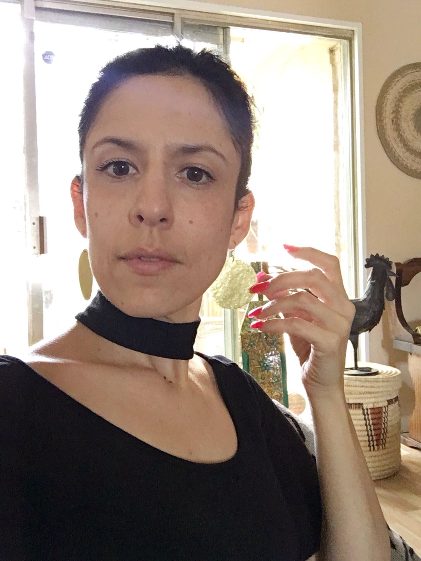 Handmade Hammered Metal Full Moon Earrings: Large Disk Earrings