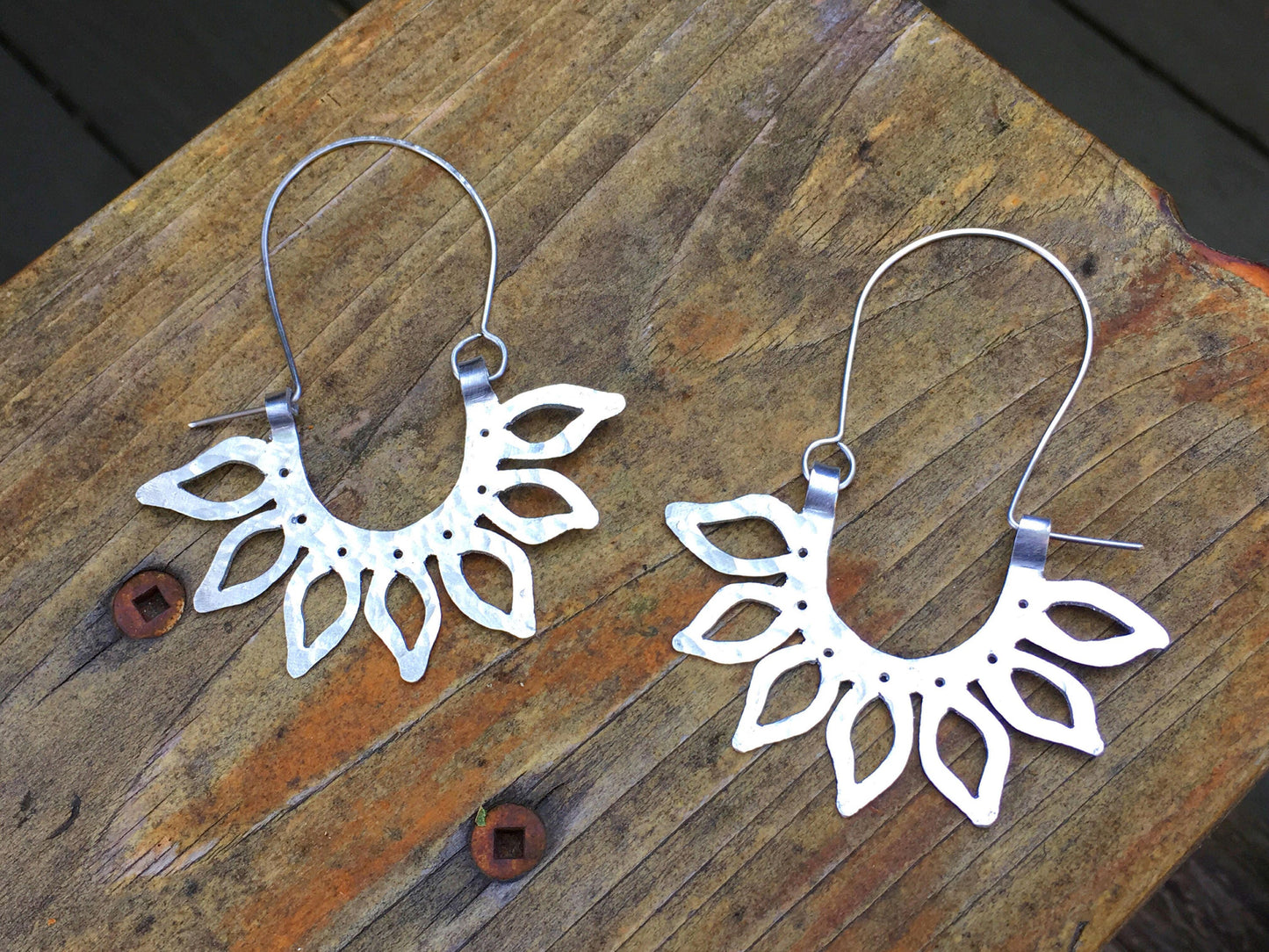 Handmade Sunflower Earrings: Aluminum , Copper, or Brass