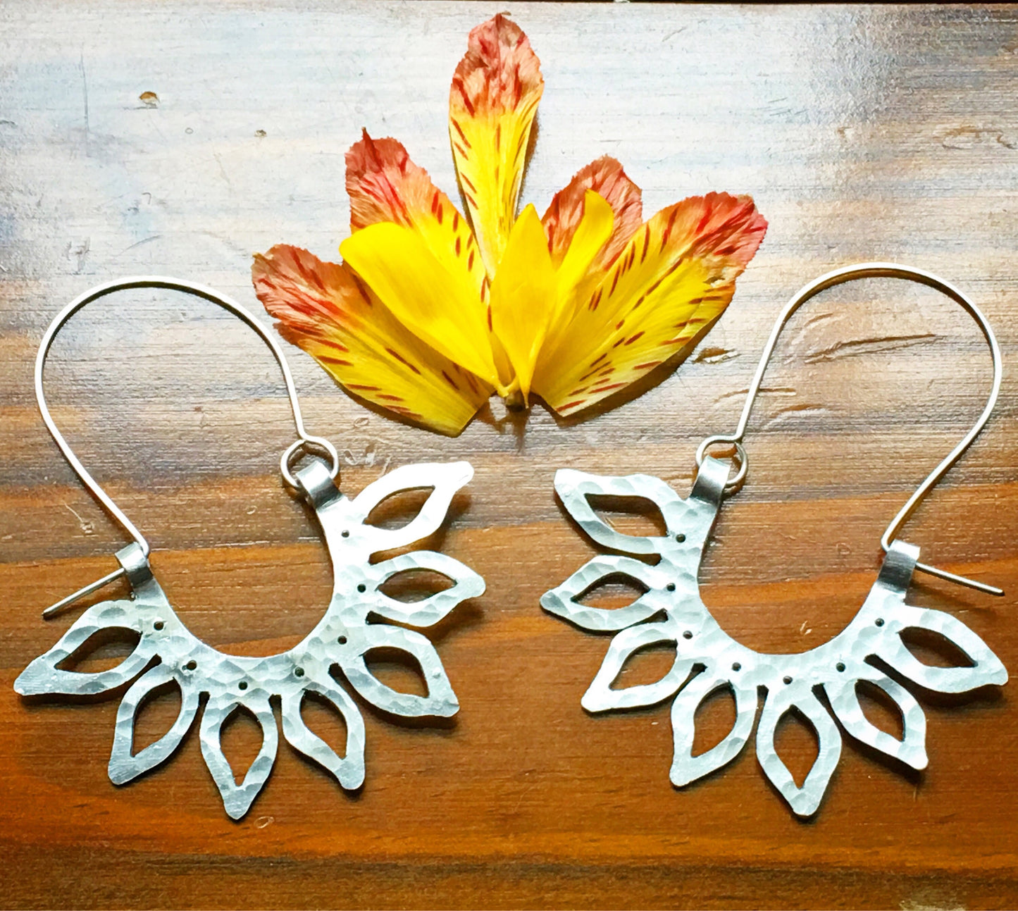 Handmade Sunflower Earrings: Aluminum , Copper, or Brass