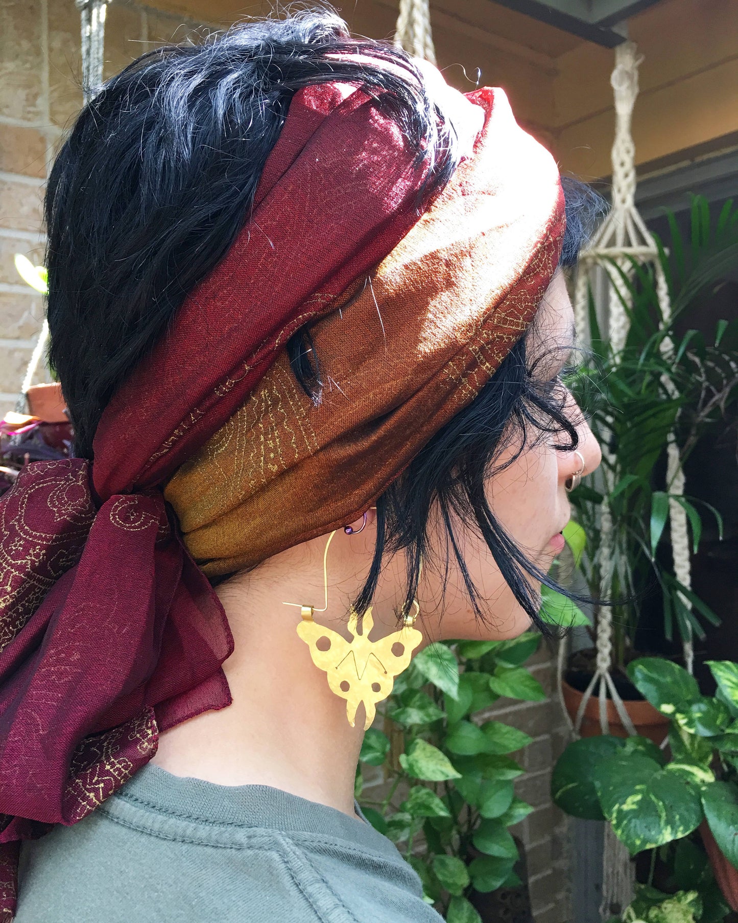 Handmade Luna Moth Hoop Earrings: Stainless Steel Insect Jewelry