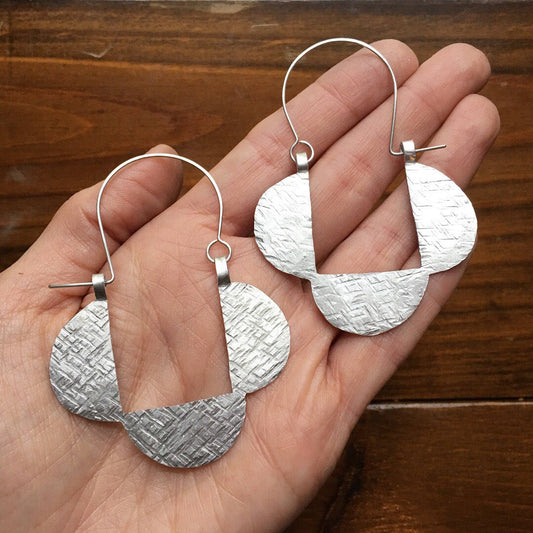 Hammered Aluminum Hoop Earrings: Geometric Metal Jewelry