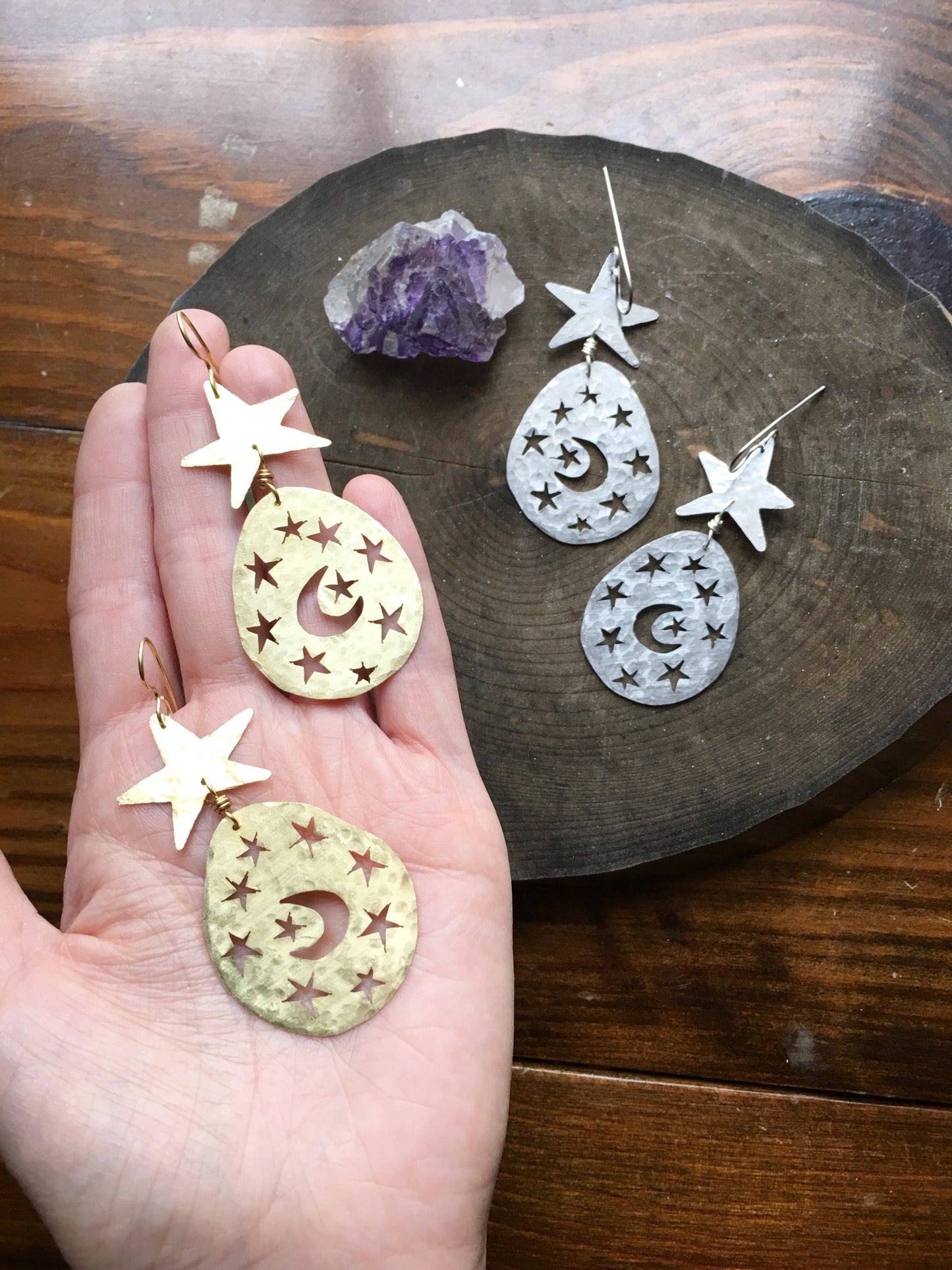 Handmade Moon and Star Earrings: Celestial Jewelry