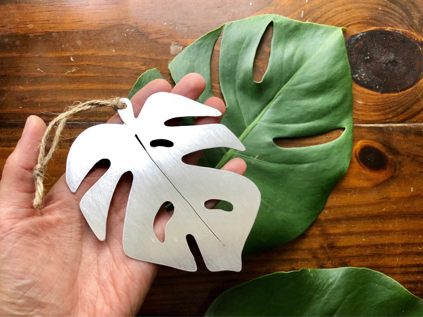 Metal Monstera Leaf Ornament: Copper, Brass, or Aluminum Cutout
