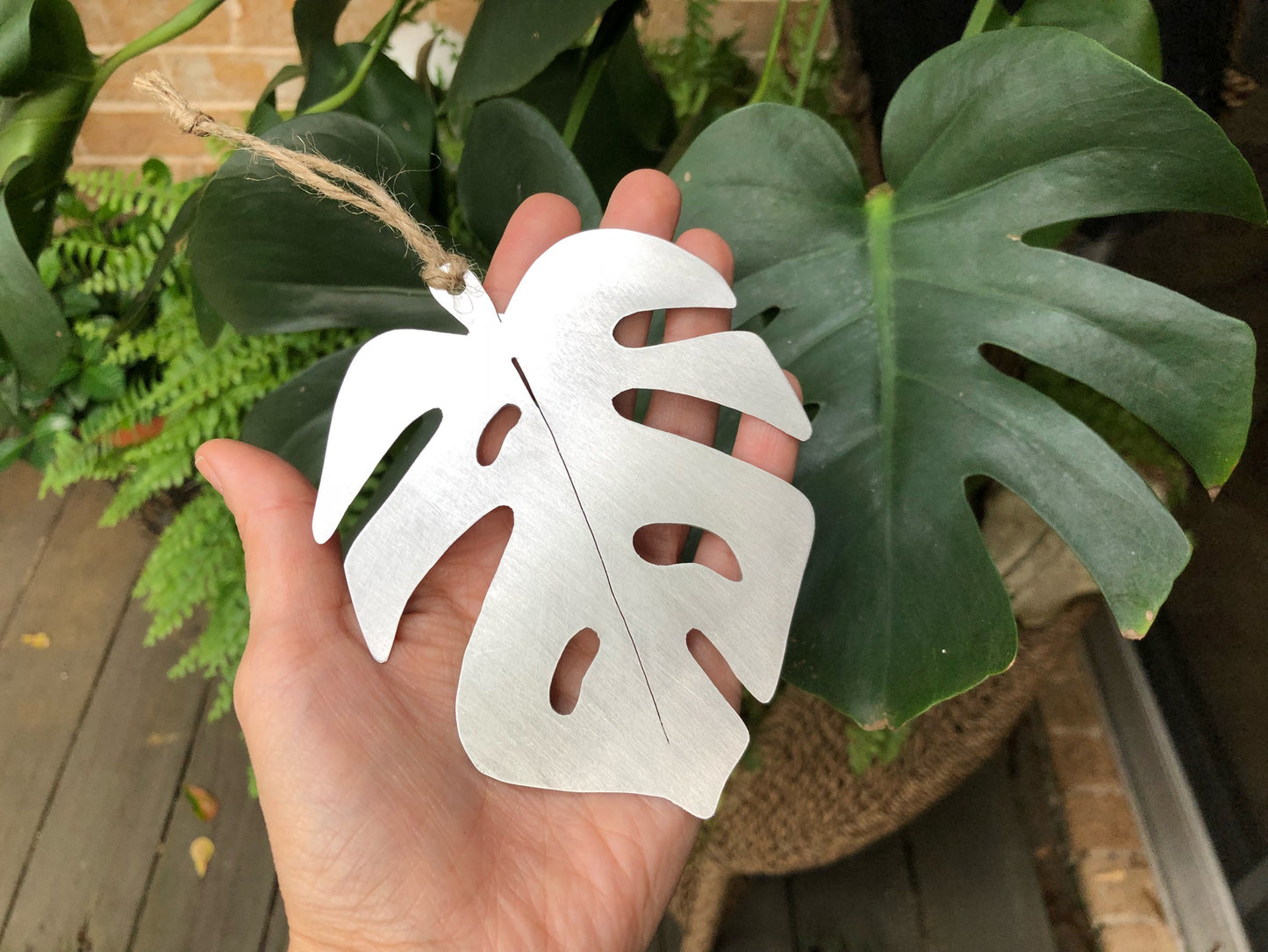 Metal Monstera Leaf Ornament: Copper, Brass, or Aluminum Cutout