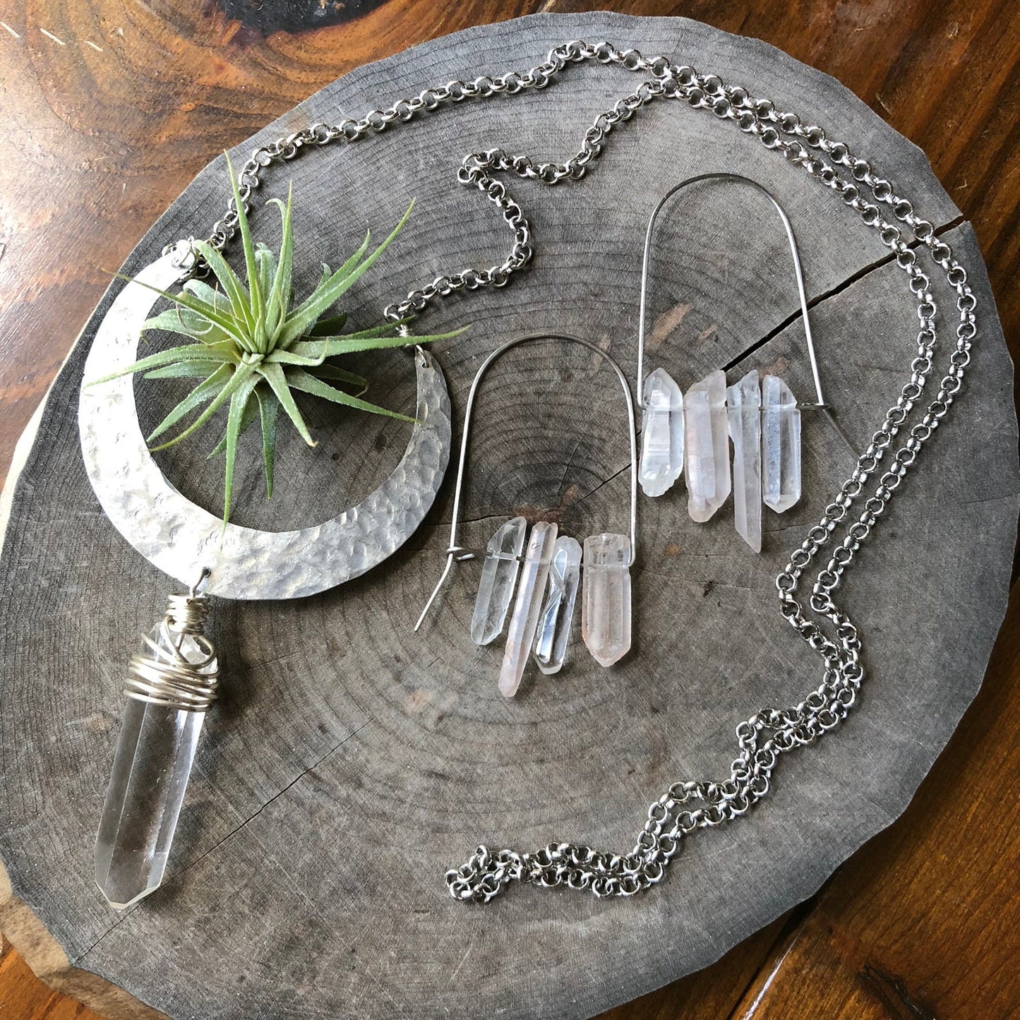 Handmade Crescent Moon Necklace: Brass Celestial Jewelry