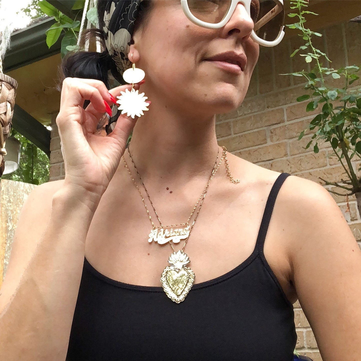 Handmade Sun and Moon Dangle Earrings: Mixed Metal Celestial Jewelry