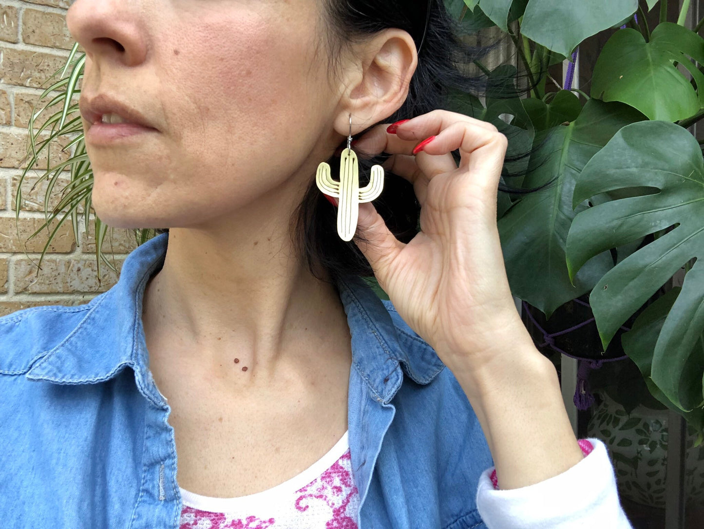 Handmade Saguaro Cactus Earrings: Sawn Metal Jewelry