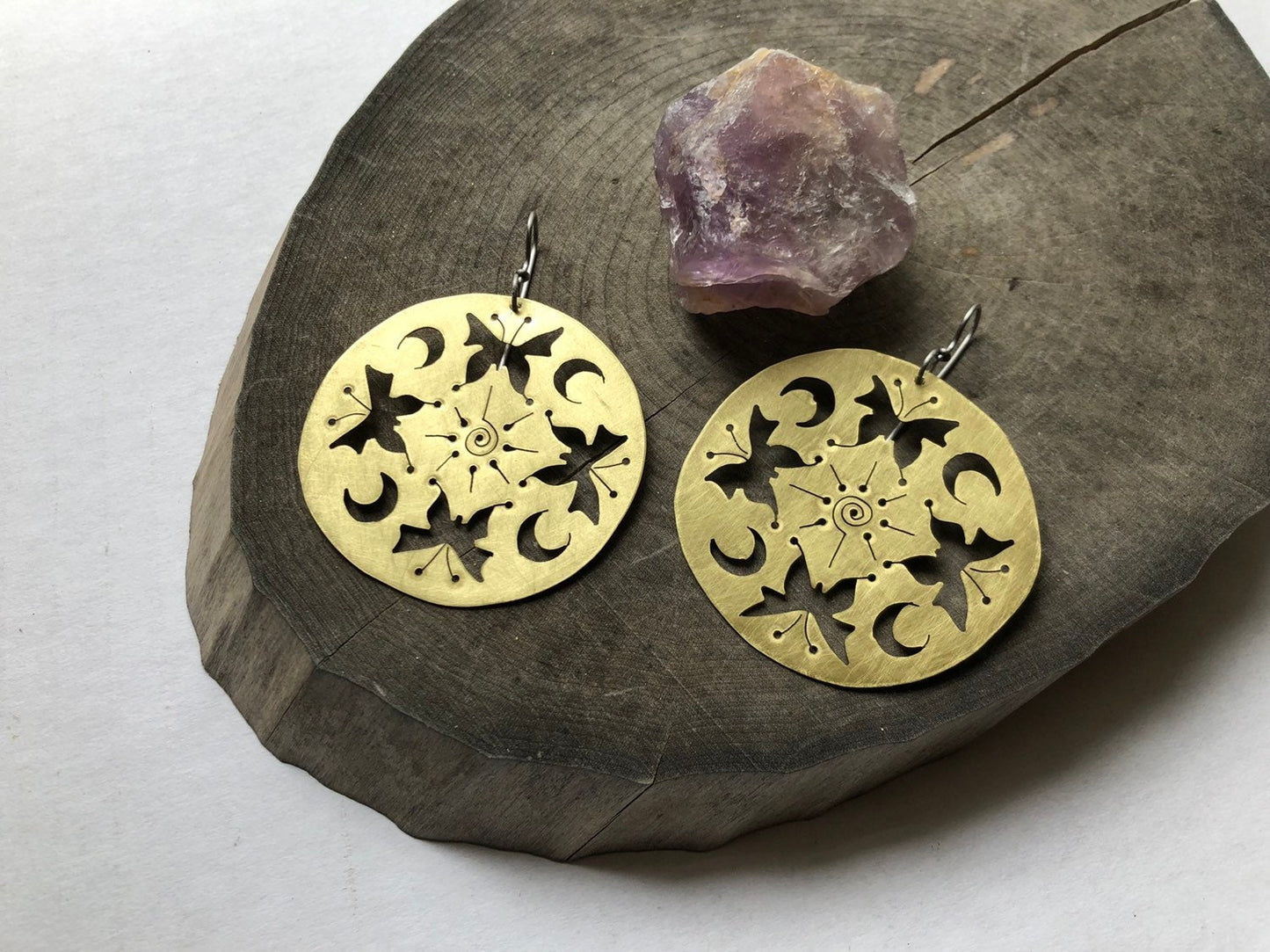 butterfly earrings , mariposa mandala earrings , insect jewelry