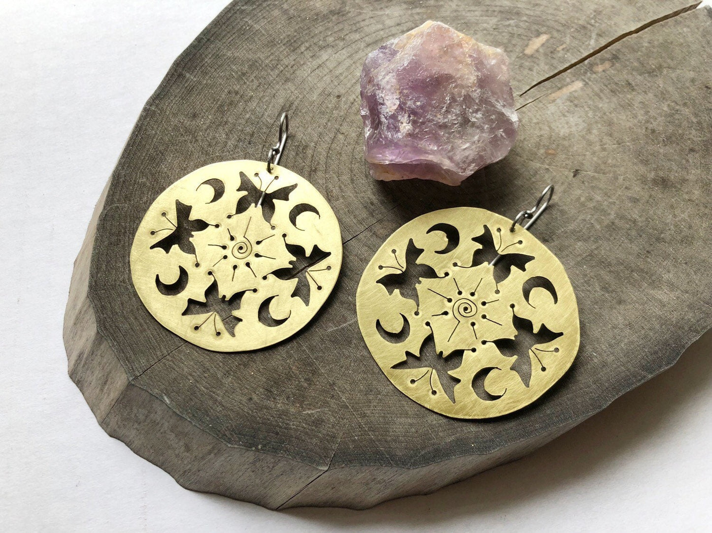 butterfly earrings , mariposa mandala earrings , insect jewelry