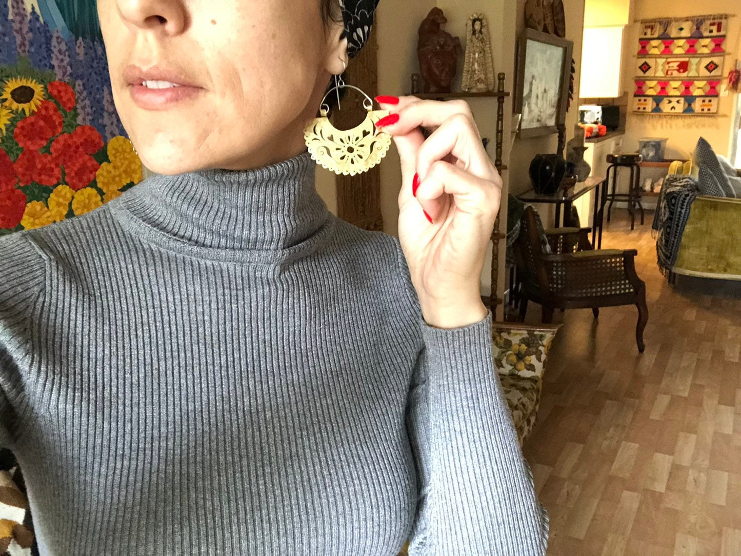 Handmade Metal Papel Picado Earrings: Fiesta Jewelry