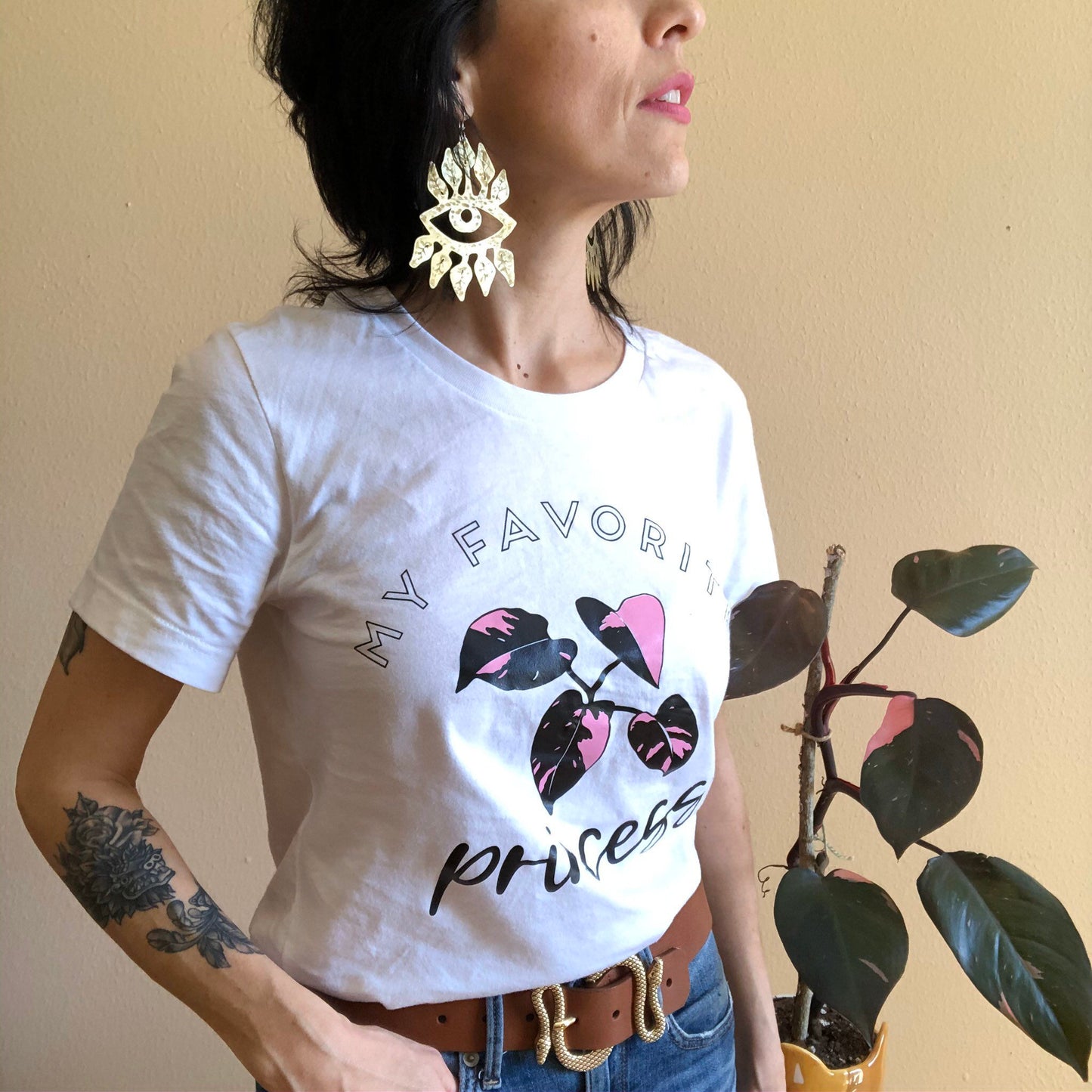 Handmade Surreal Eye Earrings: Plant Eyelash Design