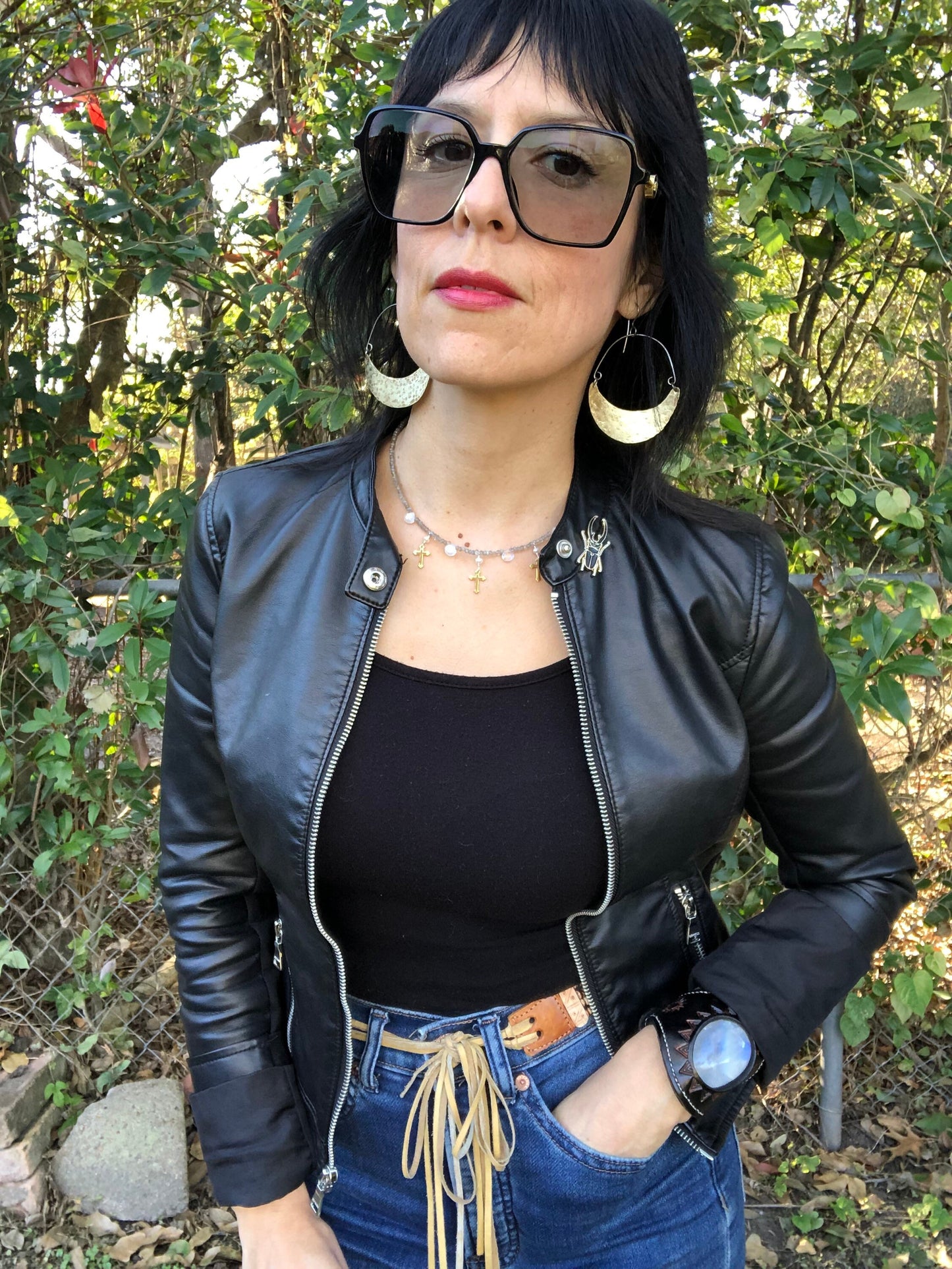 Hammered Copper Crescent Moon Earrings: Handmade Celestial Jewelry