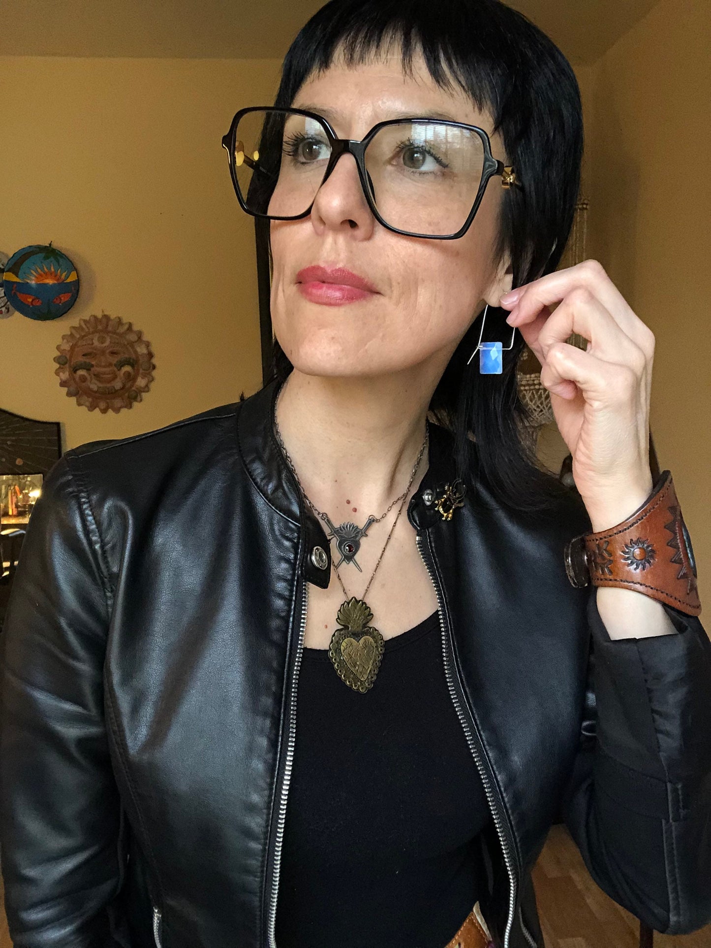 Modern Opalite Quartz hoop earrings, glowing stone hoops