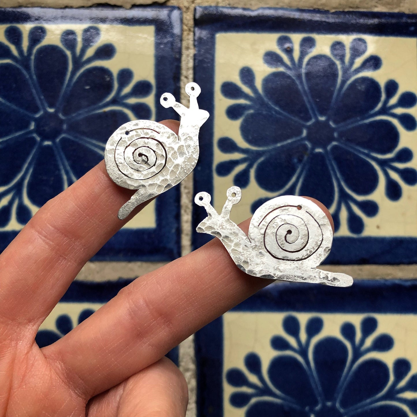 Handmade Aluminum Snail Earrings: Garden Jewelry