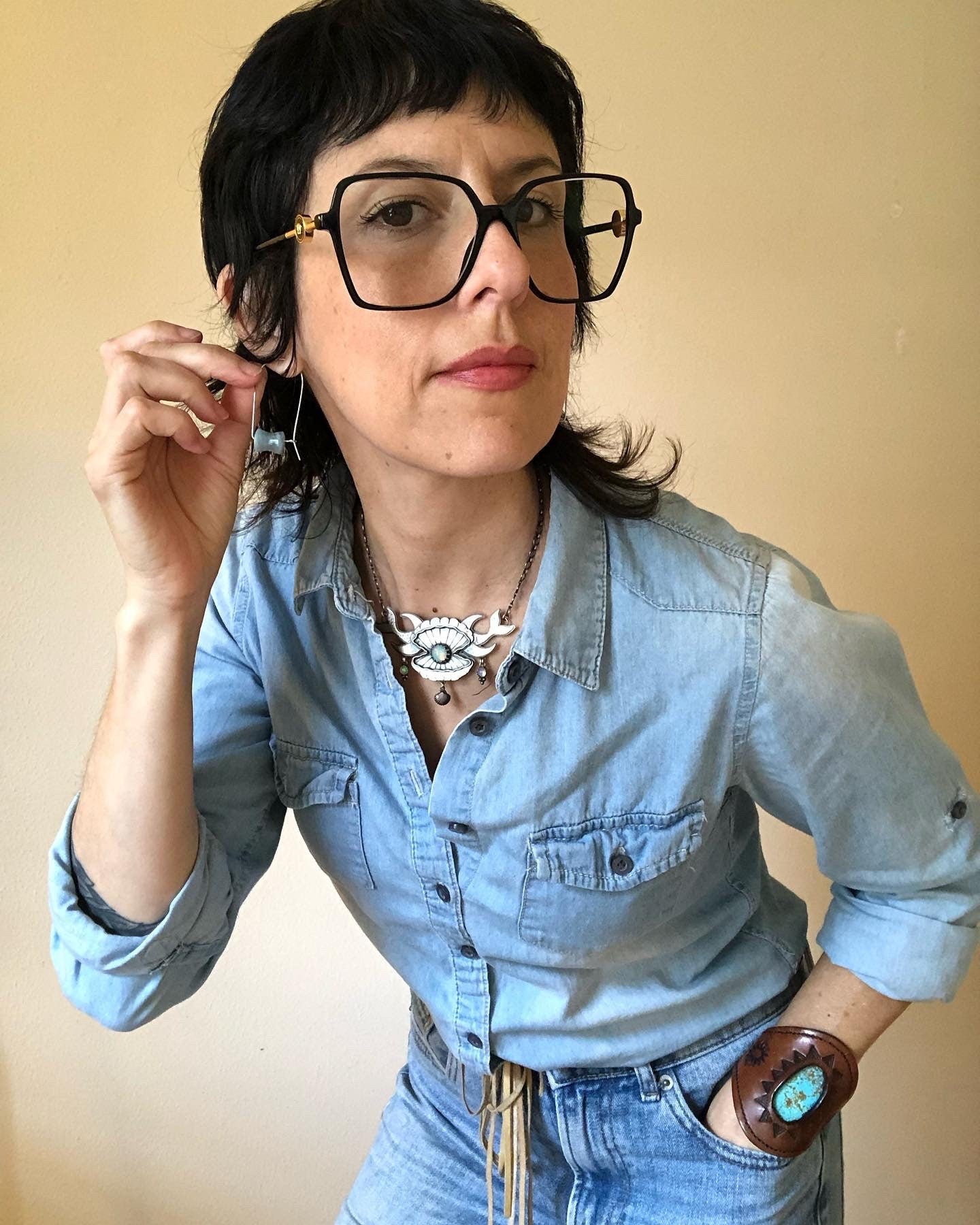 Modern Aquamarine hoop earrings, March birthstone latch back hoops