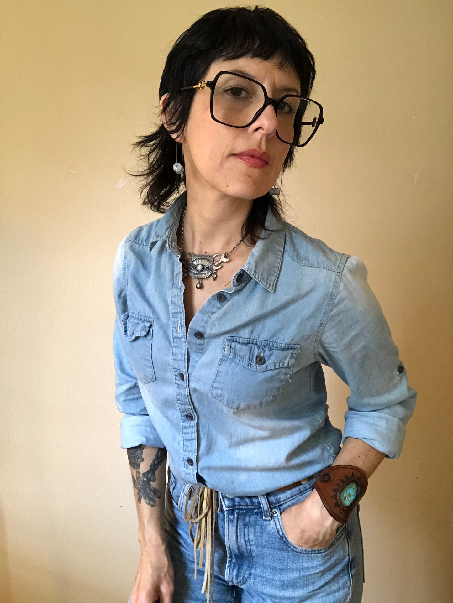 Modern Aquamarine hoop earrings, March birthstone latch back hoops