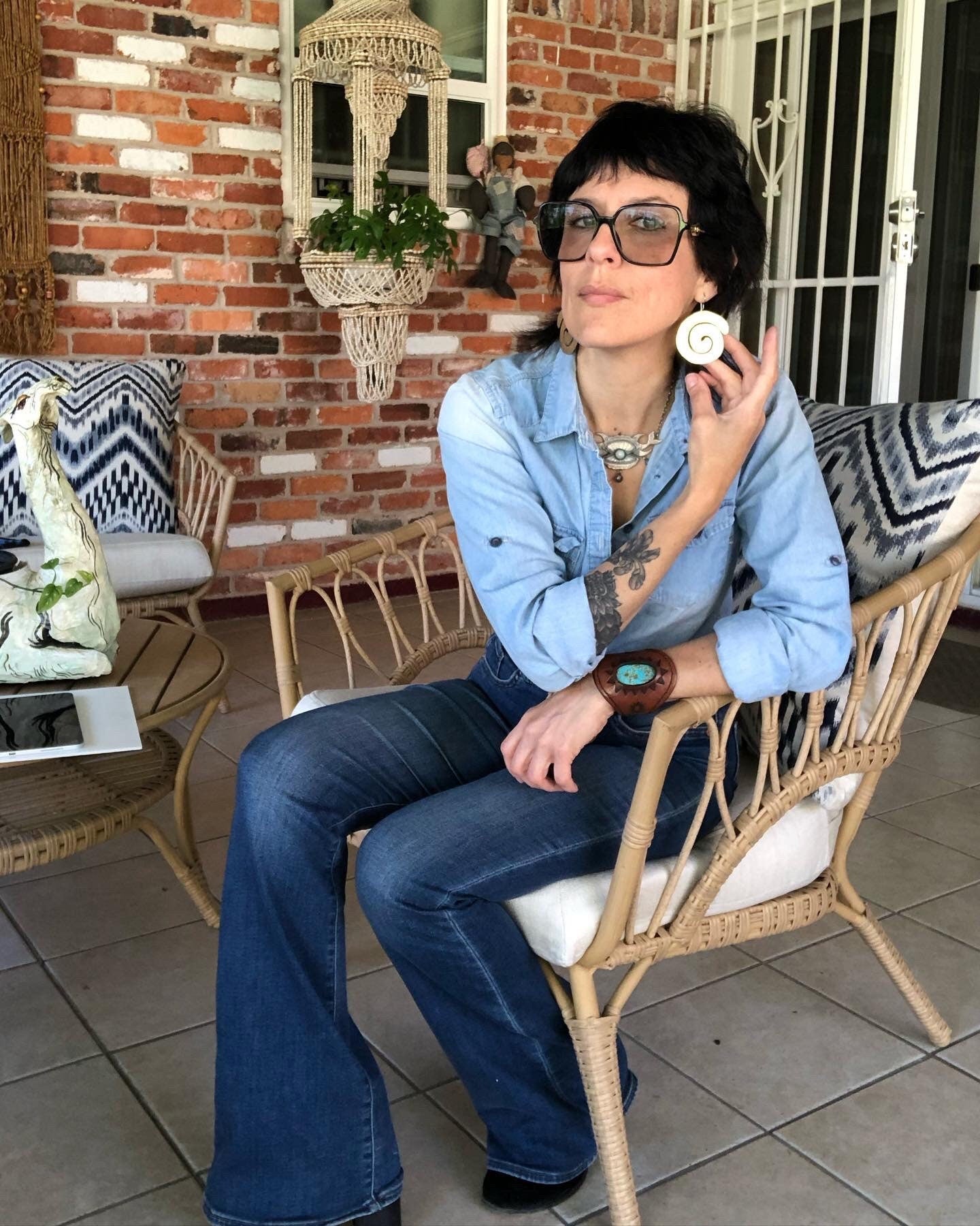 Handmade Big Spiral Dangle Earrings: Aluminum, Copper or Brass