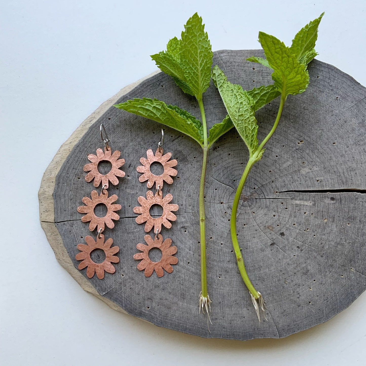Handmade Daisy Dangle Earrings: Mixed Metal Flower Power