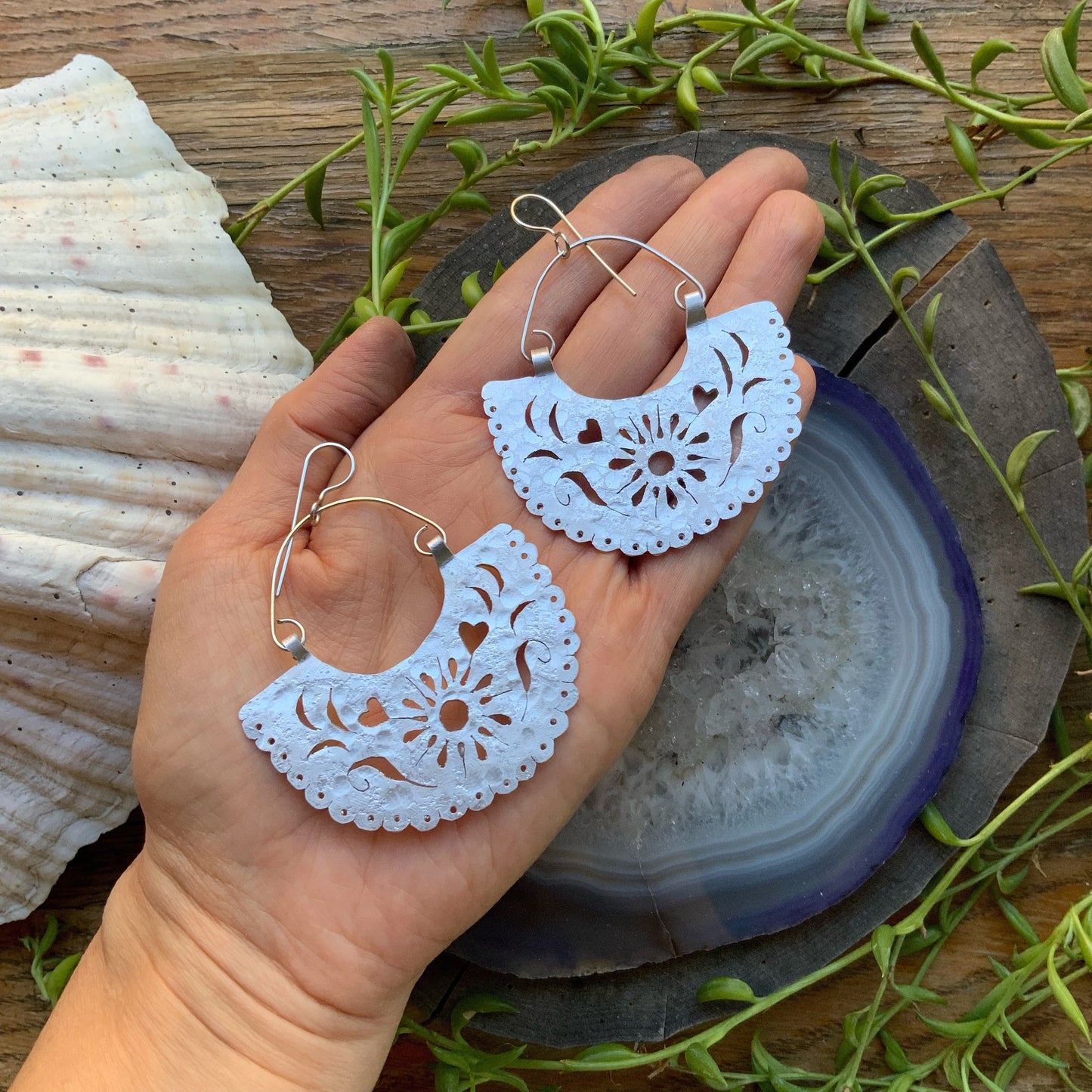 Handmade Metal Papel Picado Earrings: Fiesta Jewelry