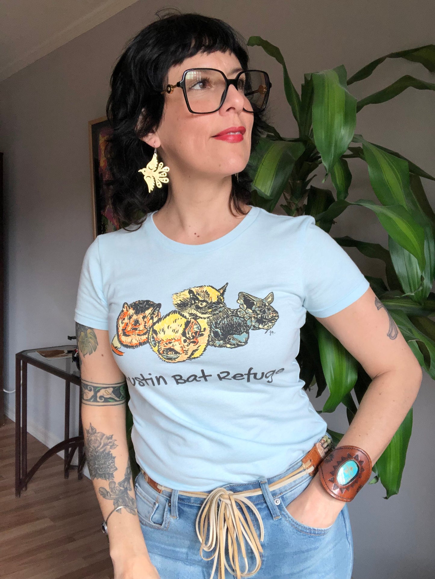 Brass Bird Earrings: Mexican Folk Art Celestial Pajarito