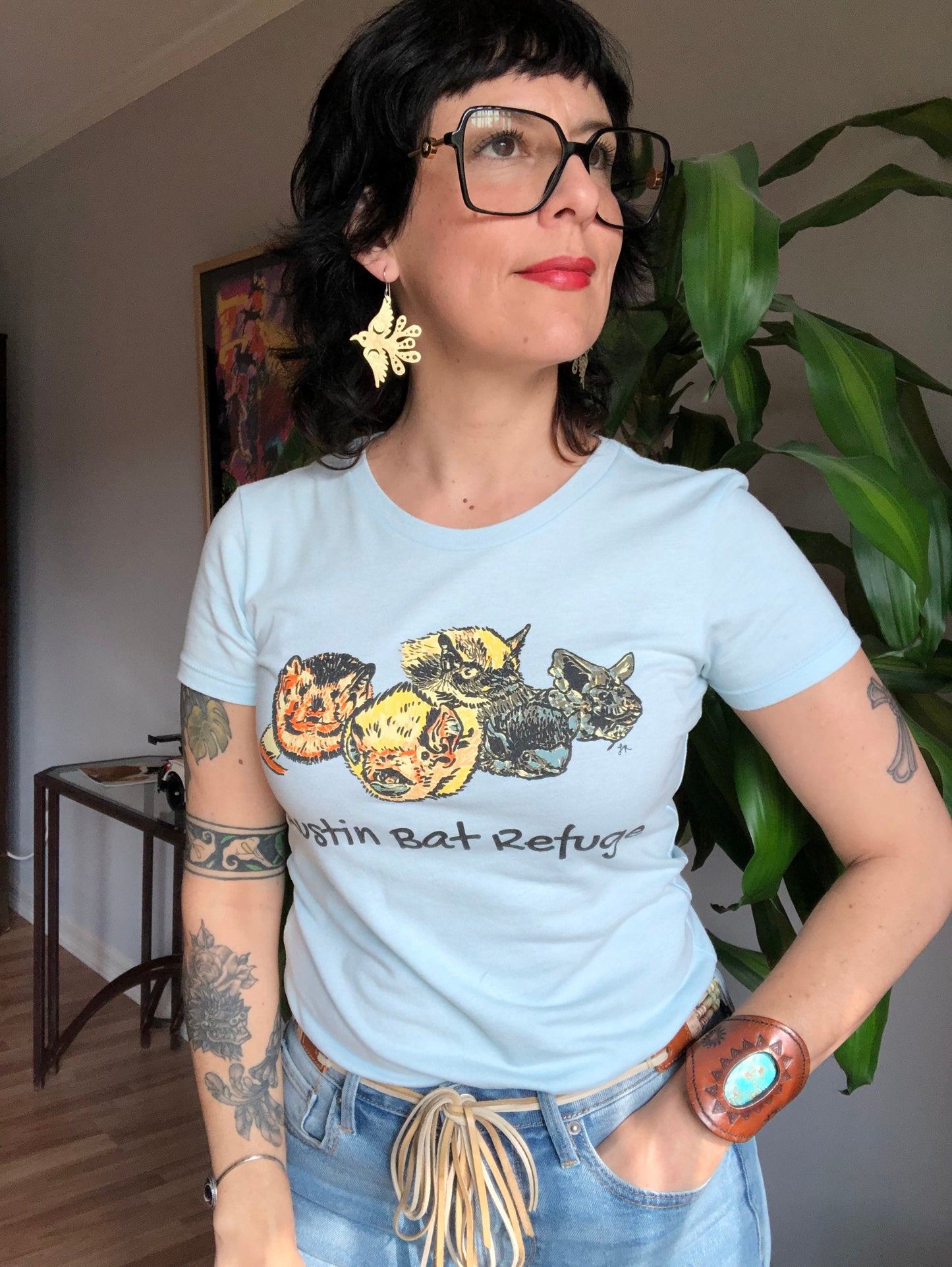 Brass Bird Earrings: Mexican Folk Art Celestial Pajarito