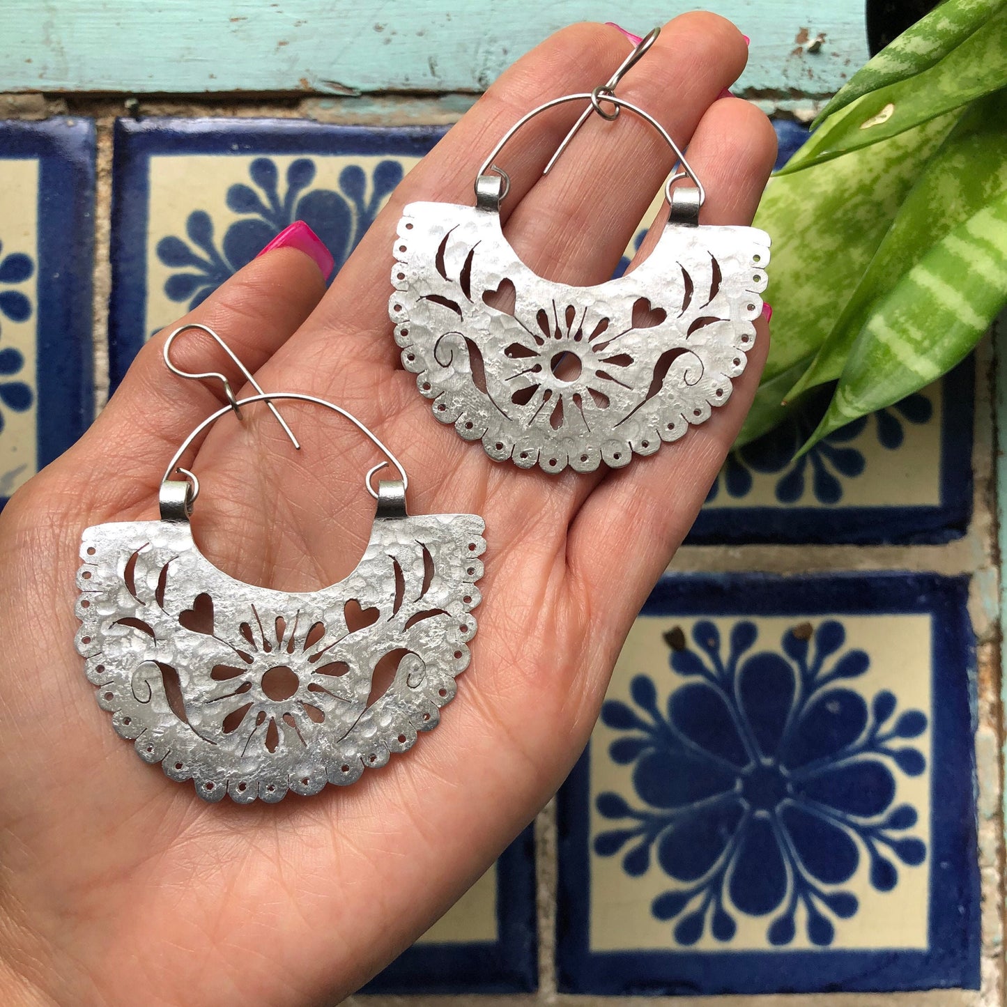 Handmade Metal Papel Picado Earrings: Fiesta Jewelry
