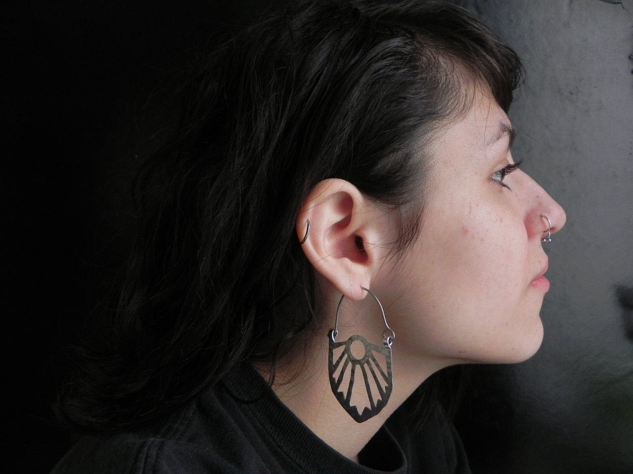 Art Deco Brass Statement Earrings: Handmade Geometric Jewelry
