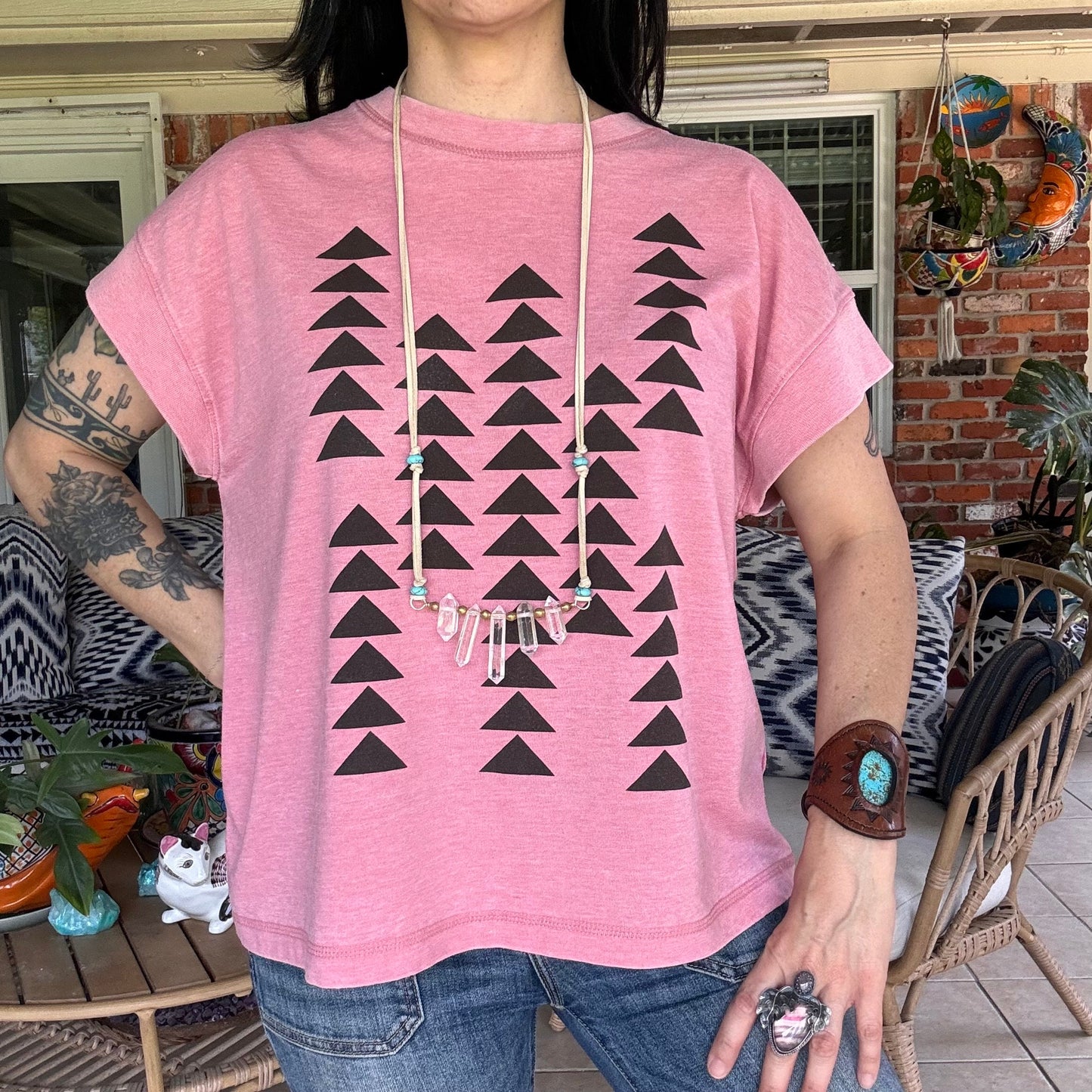 Quartz Crystal Point Necklace: Vegan Suede Cord with Blue Magnesite