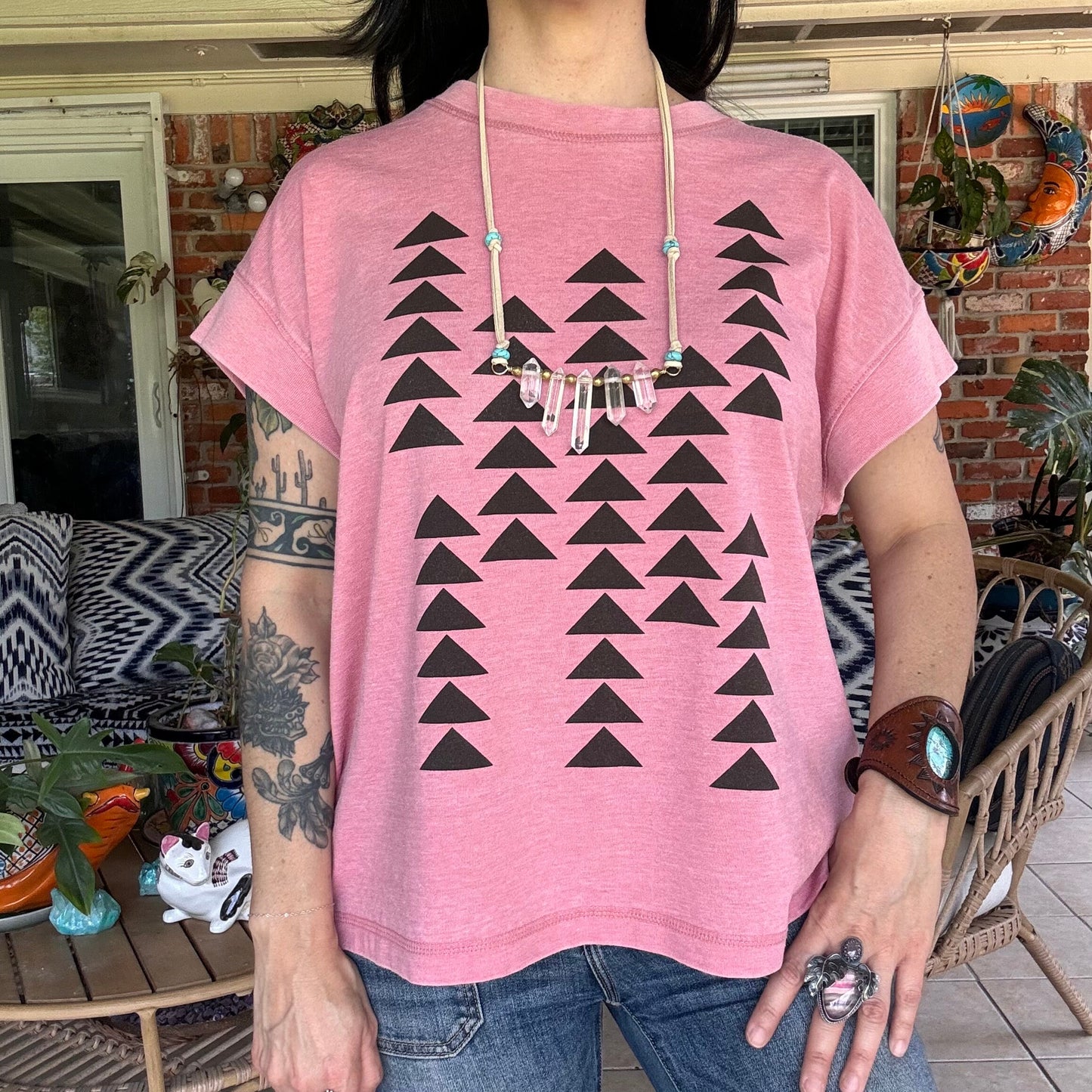 Quartz Crystal Point Necklace: Vegan Suede Cord with Blue Magnesite